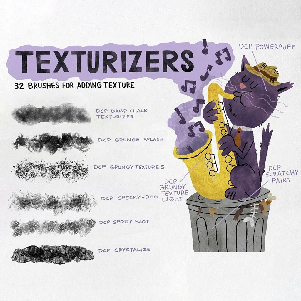 30+复古感漫画纹理Procreate+PS笔刷